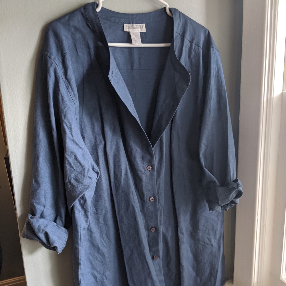 Beautiful Blue Linen / Cotton tunic from Land's End
